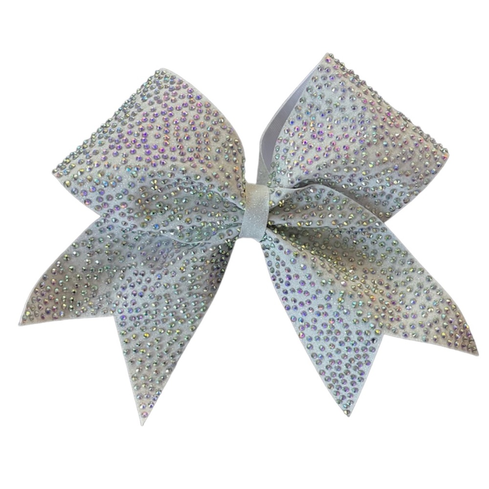2 White Rhinestone Cheer Bows only worn once